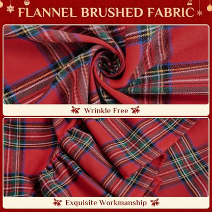 Christmas Ruffle Plaid Rectangular Tablecloth - Red, 60 x 84 Inches - Softalker