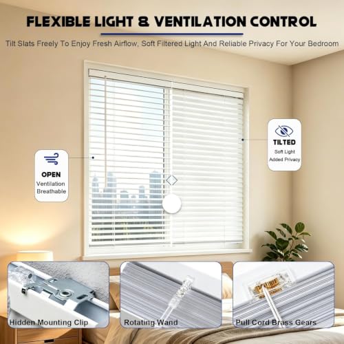 Sky Blue Aluminum Venetian Blinds Room Divider Horizontal Window Shades - Upgraded Light Control