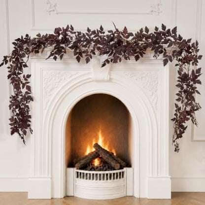 9FT Plum Cimicifuga Seeded Garland Artificial Fall Leaf Decor for Mantel
