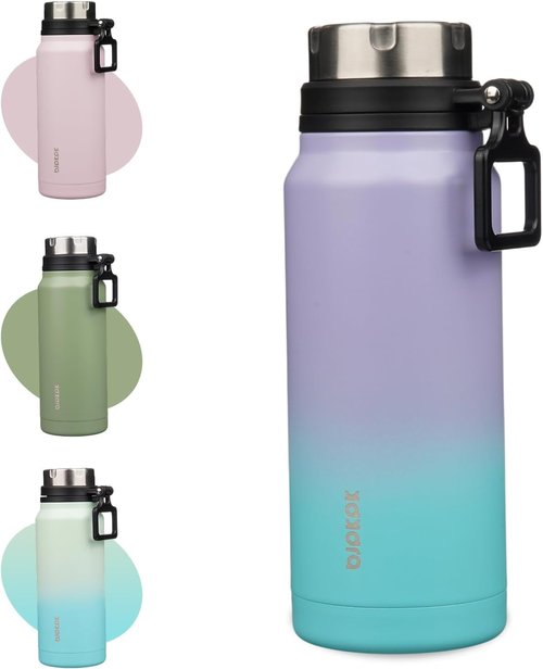 BJPKPK 32oz Insulated Water Bottle - BPA-Free Stainless Steel Thermal Flask | Lavender Green Color