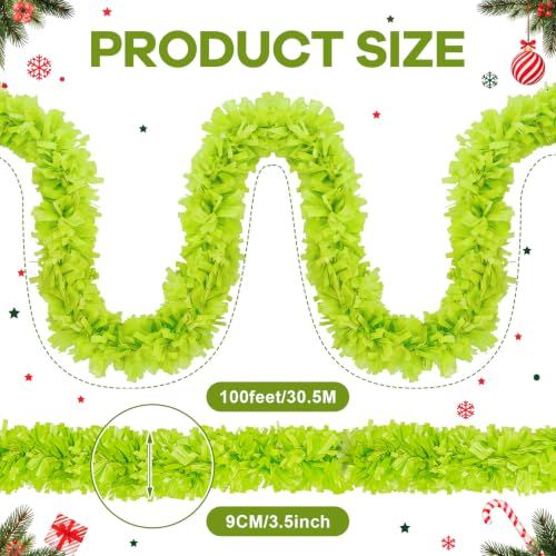 Christmas Tinsel Garland 100ft Metallic Twist - Emerald Green