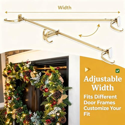 Adjustable Christmas Wreath Hanger Rod Black - No Drill Door Mount