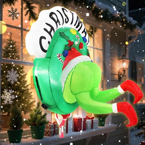 LETIME 3.5FT Green Ugly Monster Christmas Inflatable Outdoor Decoration