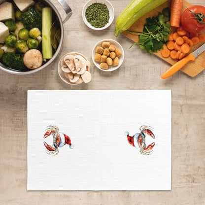 Christmas Coastal Crab Kitchen Towel - Color 09, 16x24 Inch Beach Decor