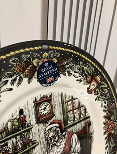 Christmas Santa's Workshop Dinner Plates Set of 4 - Holiday Tableware