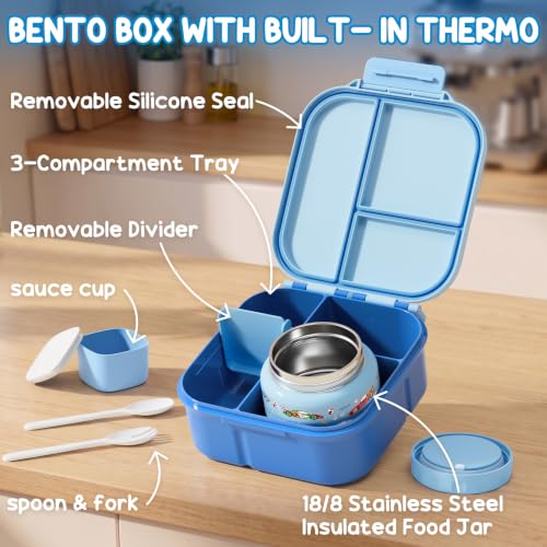 Kids Bento Lunch Box Set with Thermo Food Jar - Game Variation