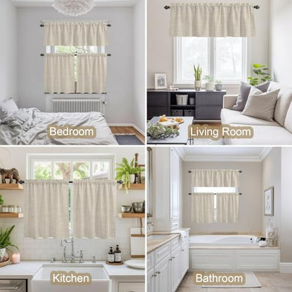Pale Apricot Kitchen Curtains and Valances Set 3 Pieces - 54W x 24L