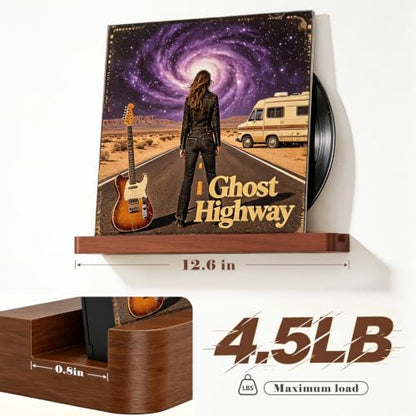 Vinyl Record Wall Mount Shelves - 12.6 Inch Pine Display Shelves for Records & Decor