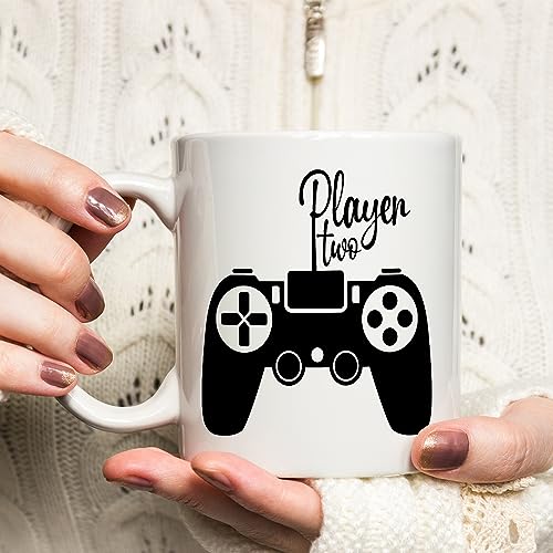 Fatbaby Player One Player Two Gamer Couples Mug Set Gift for Boyfriend Girlfriend – Valentine’s Day, Anniversary, Birthday, Christmas, 11 OZ