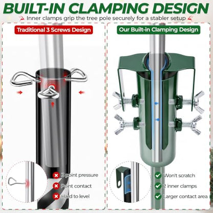 Christmas Tree Height Extender Pole with Clamp Plates - Fits 0.5-1.38 Inch Poles