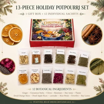 12-Piece Christmas Potpourri Gift Box for Holiday Home Fragrance