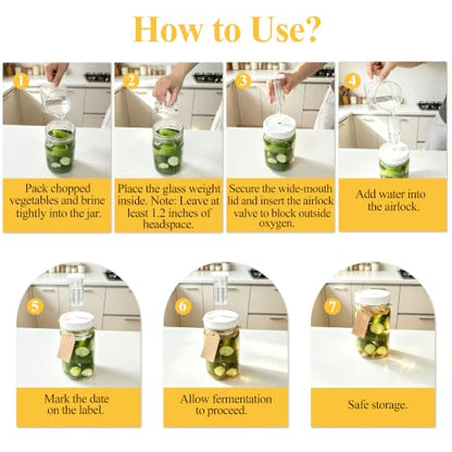 32oz Wide Mouth Mason Jar Fermentation Kit with Airlock & Glass Weights