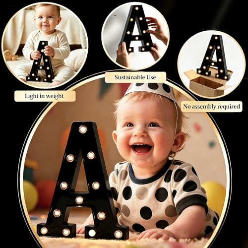 Black Alphabet D LED Marquee Letter Sign 8.7 Inch Night Light Home Decor