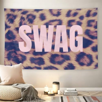 SWAG Leopard Wall Tapestry - Y2K Street Decor for Bedroom Dorm