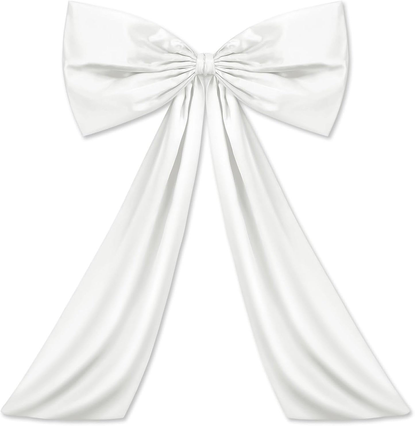 Wavwavw Large White Satin Bow Decor - Giant 24x36 Inch Ribbon Tie for Birthday & Wedding Decorations