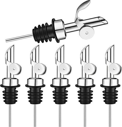 6PCS Weighted Liquor Bottle Pourers, Auto Flip Olive Oil Spout, Stainless Steel Olive Oil Dispenser Spout, Alcohol Pourer Spouts, Liquor Pourers for Suitable About 3/4" Bottle Mouth