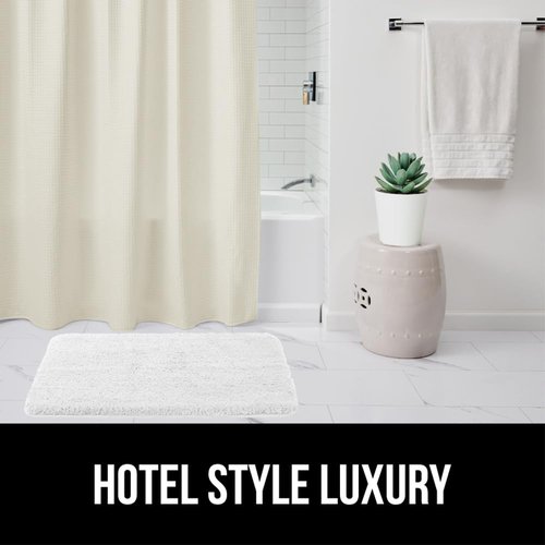 GORILLA GRIP Waffle Shower Curtain, Thick Weighted Fabric, Wrinkle and Rust Resistant, Hotel Quality Design, Heavy Duty Long Curtains for Bathroom Showers, Bath Tubs, Machine Wash, 72x72 Ivory Cream
