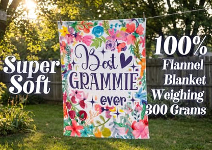 Warm Grammie Gift Flannel Throw Blanket 60x80 Inches with Sentimental Flowers