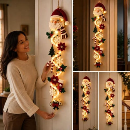 Lighted Christmas Door Hanger Glowing Wreath with Warm LED Lights - Type A