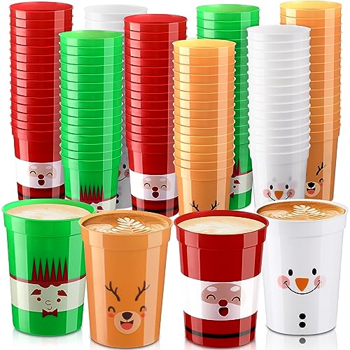 120 Pcs Christmas Plastic Cups 8 oz Reusable Stadium Cups for Holiday Parties - Variation of THIS listing