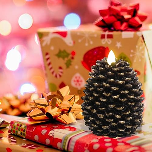 Brown Flameless Candles with 6H Timer - Battery Operated LED Pine Cones