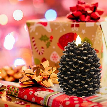 Brown Flameless Candles with 6H Timer - Battery Operated LED Pine Cones