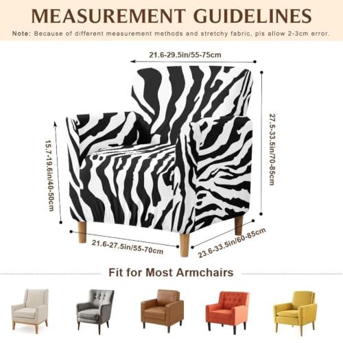 Stretch Armchair Slipcover 1-Piece Living Room Chair Cover Black White Zebra Stripe