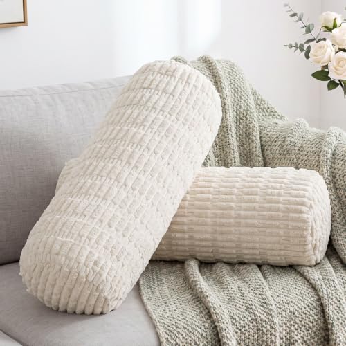 Memory Foam Body Pillow Set - Off-White 24 x 7.87 Inch Support Cushions