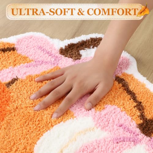 Fall Pumpkin Bath Mat Pink 19.7x31.5 Inches Non-Slip Rug for Bathroom & Home