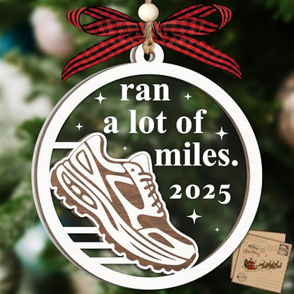 Cross Country Running Ornament - 2-Layer Wooden Gift for Runners - Purple