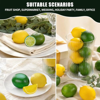 Artificial Lemons Kit - Realistic Fake Yellow Lemons for Kitchen Decor & Parties