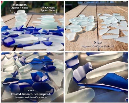 Tumbled Sea Glass for Crafts Vase Fillers Beach Decor 16oz - Blue & White Mix