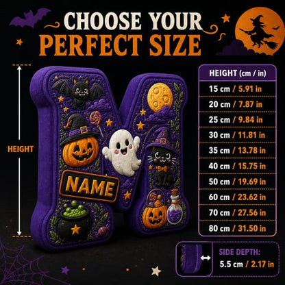 Personalized Halloween Letter Pillow with Custom Name & Initials - Soft Plush Decor