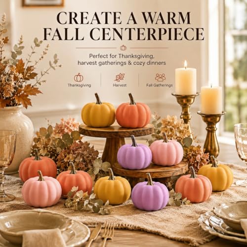 Mini Foam Pumpkins Set - Warm Pastel Fall Decor for Thanksgiving & Halloween - 12 Pieces