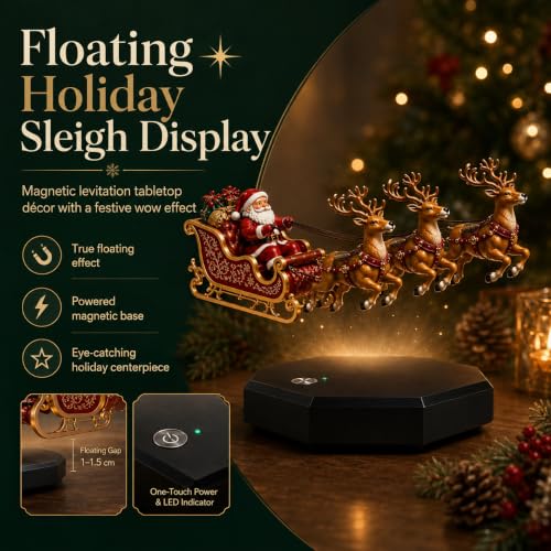 Floating Santa Sleigh - Magnetic Levitation Christmas Display for Home Decor - Red