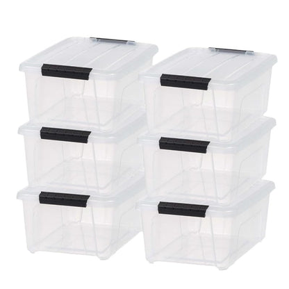 6-Pack 13.5 Qt Stackable Storage Bins with Secure Latching Lids - Lightweight Multipurpose Organizers (Variation: 6+13.5qt)