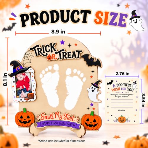 Halloween Footprint Sign with Photo Frame and Stand - Baby Keepsake Decor
