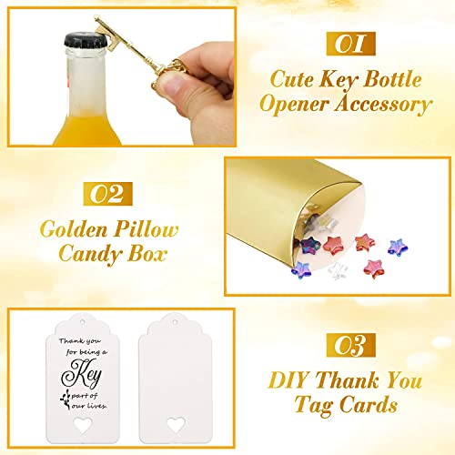 Gold Skeleton Key Bottle Opener Party Favors for Wedding Guests - 100 PCS