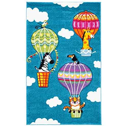 SAFAVIEH Carousel Kids Collection Accent Rug - 2' x 3', Blue & Green, Non-Shedding & Easy Care, Ideal for High Traffic Areas for Boys & Girls in Playroom, Nursery, Bedroom (CRK118M)