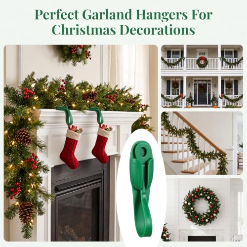 6 Pcs Christmas Garland Hangers for Mantle No Drill Silicone Hooks - Indoor Outdoor