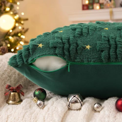 DecorUhome Christmas Tree Dark Green Throw Pillow Covers Set of 2 - 12x20