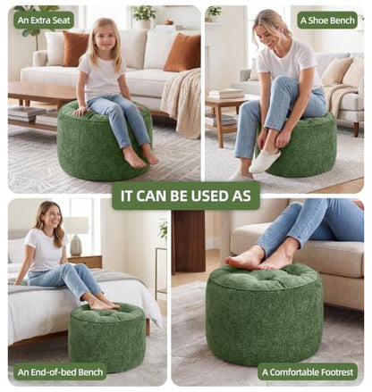 Oversized Round Ottoman Footrest for Couch and Desk - 24 Inch Diameter