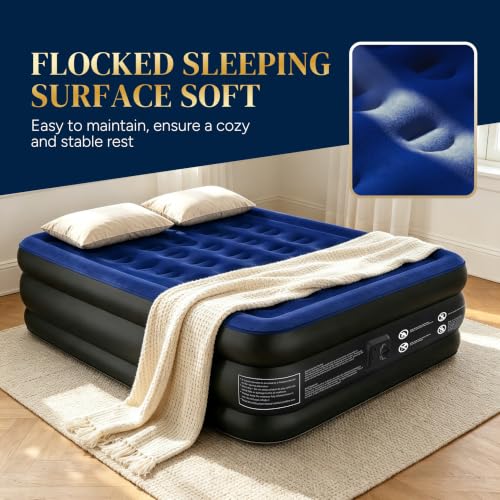 Full Size Air Mattress with Built-in Pump - 18 Inch Raised Inflatable Bed - Twin