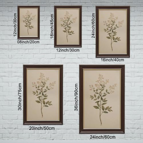 Wood Grain Gold Framed Botanical Wall Art with Pink Blossoms - 24x36