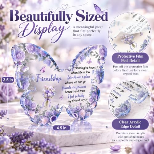 Purple Friendship Gifts for Women Best Friends Birthday Gift - Butterfly Desk Decor