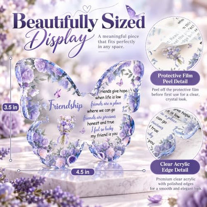 Purple Friendship Gifts for Women Best Friends Birthday Gift - Butterfly Desk Decor