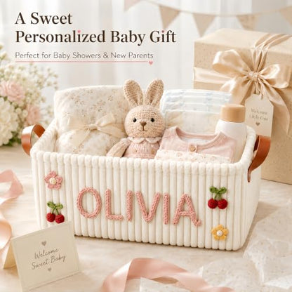 Personalized Baby Storage Basket with Name and Style 01 - Nursery Organizer