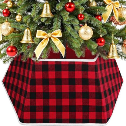 EverMerry Christmas Tree Collar - Foldable 26 Inch Red & Black Plaid Tree Stand Cover