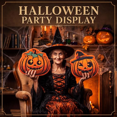 Halloween Pumpkin Throw Pillows Set - Retro Plush Decor for Fall & Holiday