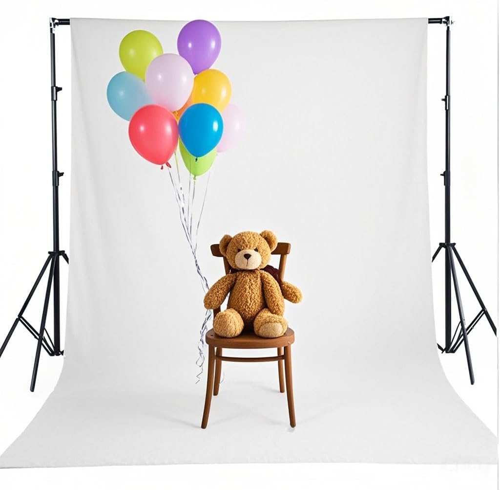 Skiennix 5X7ft White Photo Backdrop - Non-Reflective Soft Fabric for Studio & Baby Photography